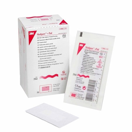 3M Medipore Adhesive Dressing 2-3/8 X 4 Inch Soft Cloth Rectangle White Sterile, 200PK 3564